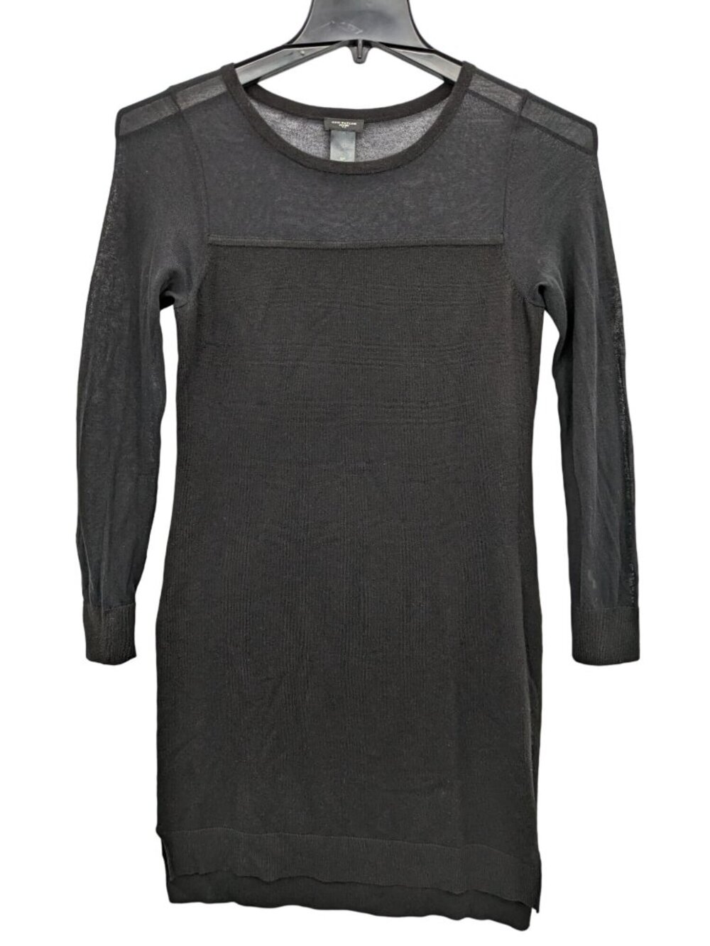 Ann Taylor Sheer Knit Sweater Dress Long Sleeve Minimalist Capsule Small Petite